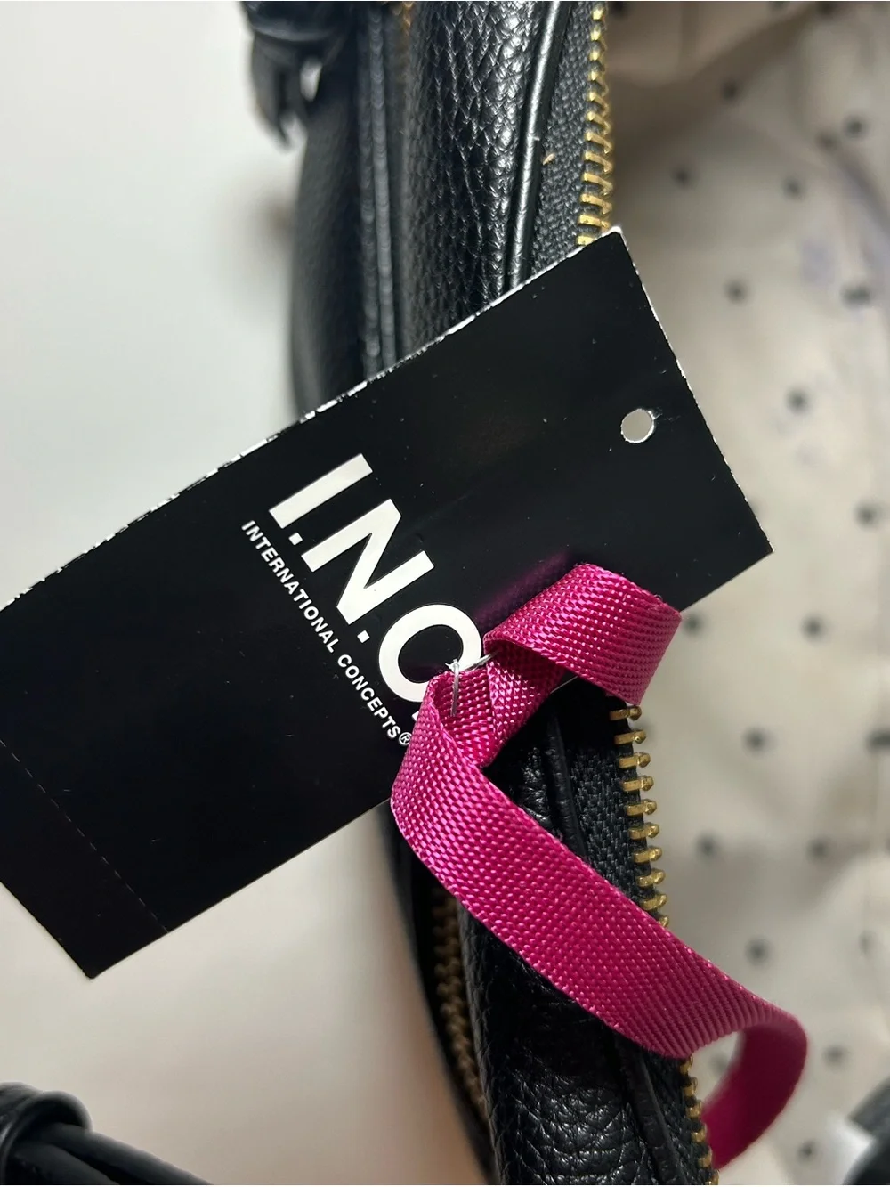 Black Leather Hobo Bag with Detachable Strap INC concepts